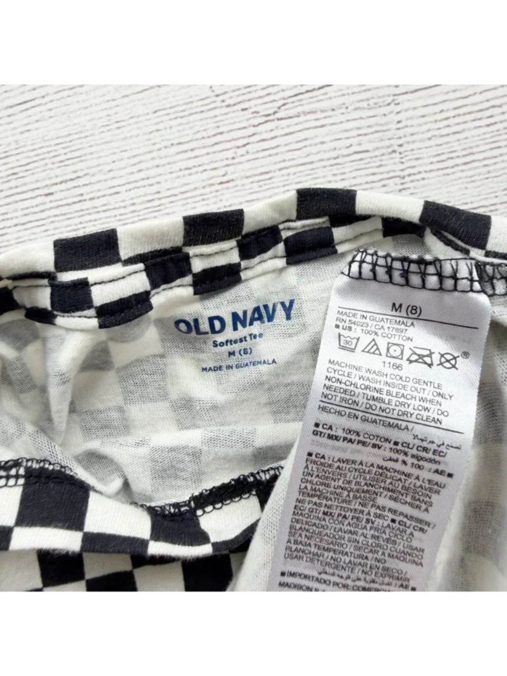 Old Navy Checked Black White Softest Tee Kids Lightweight Cotton M 8